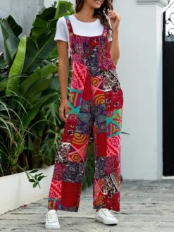 Women’s Urban Abstract Print Loose-Fit Jumpsuit